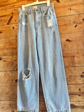 Mia Joy High Waisted Wide Leg Distressed Jeans